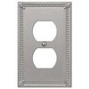 Amerelle Imperial Bead Brushed Nickel Gray 1 gang Metal Duplex Outlet Wall Plate 74DBN